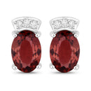 1.35 Carat Genuine Pink Tourmaline and White Diamond 14K White Gold Earrings