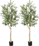 6 Feet Artificial Olive Tree in Cement Pot