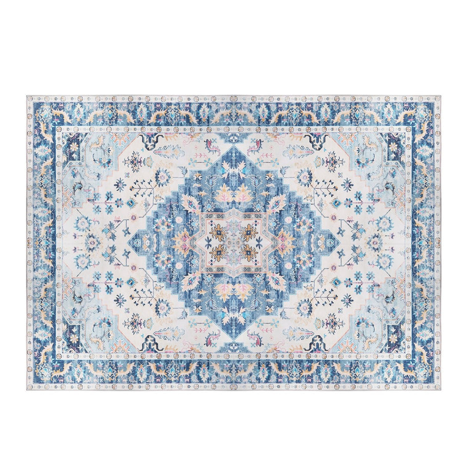 6x9FT VintageÊArea Rug Modern Non Slip Carpet Boho Low Pile Soft Rug Waterproof Machine Washable Rug for Living Room BedroomÊKitchen Dining Room Under