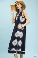 Umgee Sleeveless Geometric Midi Dress