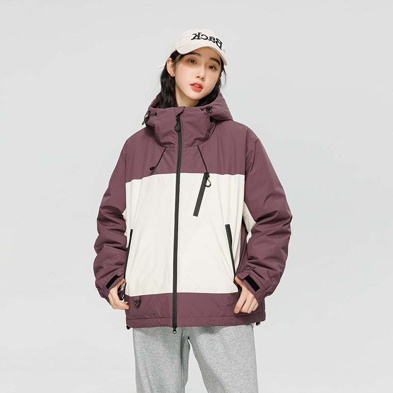Contrast Color Casual All-matching Down Coat Shell Jacket
