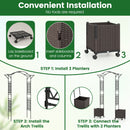 82 x 99 Inch Garden Arch Trellis with 2 Self-Watering Planter Boxes Wheels-Black