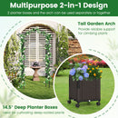 82 x 99 Inch Garden Arch Trellis with 2 Self-Watering Planter Boxes Wheels-Black