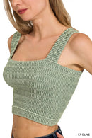 Zenana Seamless Winkle Stone Washed Bra Top