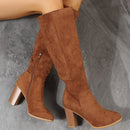 Plus Size Biker Boots Chunky Heel