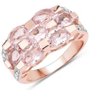 2.65 Carat Genuine Morganite and White Diamond .925 Sterling Silver Ring