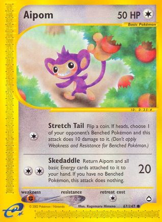 Aipom 067/147 - Aquapolis Reverse Holofoil