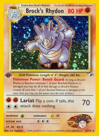 Brock's Rhydon 002/132 - Gym Heroes 1st Edition Holofoil