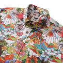 Men's Hawaiian Shirt Vibrant Blooms 1930s Vintage Long Sleeve Aloha Shirt By Amy