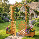 Garden Arbor with Gate and 2 Planter Boxes, 83" Yellow