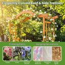 Garden Arbor with Gate and 2 Planter Boxes, 83" Yellow