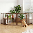4-Panel Wooden Pet Gate 83" x 30" Freestanding Dog Fence