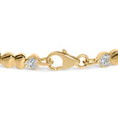 Gold Vermeil .925 Sterling Silver 1/7 Cttw Diamond Puff Heart Bangle Bracelet