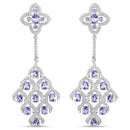 3.90 Carat Genuine Tanzanite and White Topaz .925 Sterling Silver Earrings