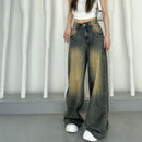Retro-distressed High-waisted Loose-fit Jeans For Women