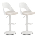 Bar Stools Set of 2 with Enlarged PU Leather Seat and Footrest
