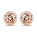 1.60 Carat Genuine Morganite and White Diamond 14K Rose Gold Earrings