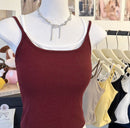 Summer Contrast-color Faux Two-piece Camisole With A Large Bow Knot And Cutout Design On The Back
