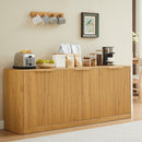 Fluted Sideboard Cabinet with 4-6 Doors and Wood-Grain Top