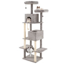 84 Inch Large Cat Tree with 2 Condos and 2 Soft Plush Perches for Indoor Cats-Gray