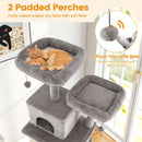 84 Inch Large Cat Tree with 2 Condos and 2 Soft Plush Perches for Indoor Cats-Gray
