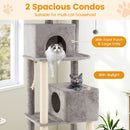 84 Inch Large Cat Tree with 2 Condos and 2 Soft Plush Perches for Indoor Cats-Gray