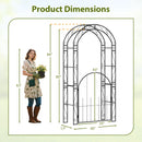 84 Inch Tall Garden Arch Metal Arbor Archway with Gate