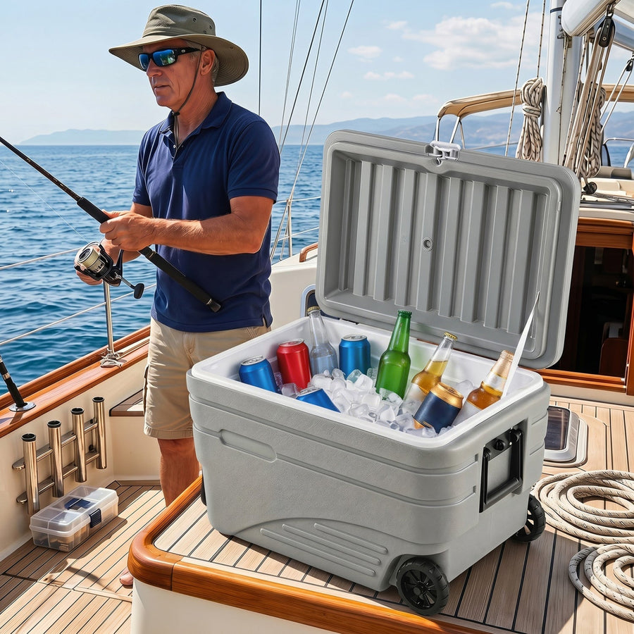 84 Quart Wheeled Cooler with Pull Handle