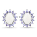 2.44 Carat Genuine Opal and Tanzanite .925 Sterling Silver Earrings