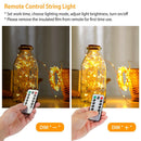 2Pcs LED String Lights 100LED Beads 32.8FT Copper Fairy Lights IP65 Waterproof Battery Operated Flash Lights with Remote Control For Wedding Party Jar