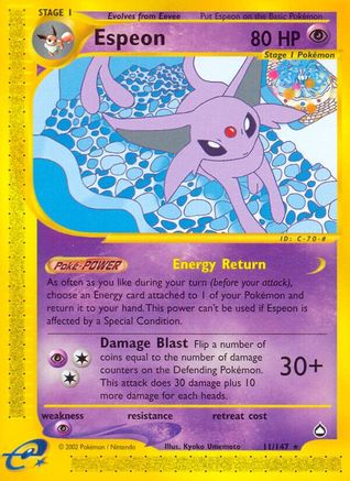 Espeon 011/147 - Aquapolis Reverse Holofoil