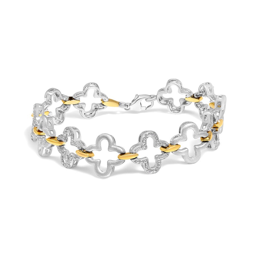 .925 Two-tone Sterling Silver 1/10 Cttw Natural Round Diamond Fashion Tennis Bracelet (I-J Color, I1-I2 Clarity) - 7