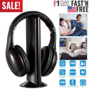 Wireless RF Headphones HiFi Over-Ear Headsets RF Transmitter Receiver w/ MicY-shaped Cable Monitoring Earphone 98.4ft Range for TV Radio CD