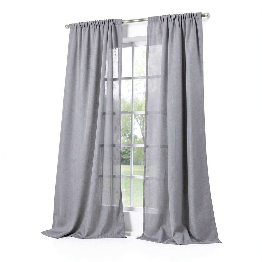 No. 918 1-Panel Lourdes Crushed Sheer Window Curtain, Grey, 59X84