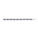 Sterling Silver Oval Purple Amethyst and Diamond Interlocking Halo Link Bracelet