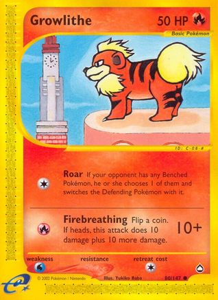 Growlithe 080/147 - Aquapolis Reverse Holofoil