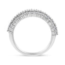 14K White Gold 1.0 Cttw Prong Set Round Diamond Split Shank Three Row Band Ring (H-I Color, I2-I3 Clarity) - Size 6