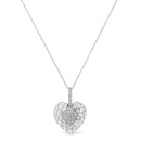 .925 Sterling Silver Pave-Set Diamond Accent Heart Shape 18" Pendant Necklace (I-J Color, I1-I2 Clarity)