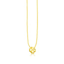 14k Yellow Gold Polished Four Leaf Clover Necklace with Diamond
