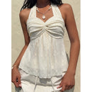 Womens Elegant Solid-color Twist-tie Top