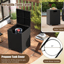 2-Piece Outdoor Rattan Fire Table Set 32 Inch Rectangle Gas Firepit with Tank Cover