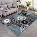 Wine Red Gray Geometric Round Carpet