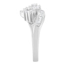 14K White Gold Round and Baguette Diamond Bypass Ring (1/2 cttw, H-I Color, I1-I2 Clarity) - Ring Size 6