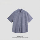 Simple Striped Patchwork Short Sleeve Long Sleeve Shirt