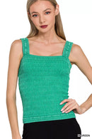 Zenana Seamless Winkle Stone Washed Tank Top