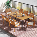 2 Pieces Patio Dining Chairs Outdoor Acacia Wood Chairs with Removable Padded Cushion