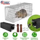 Humane Cat Trap Cage With Waterproof Cover Gloves Catch Release Live Animal Rodent Cage Collapsible Galvanized Wire for Raccoons Beavers Groundhogs Fo