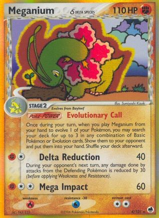 Meganium (Delta Species) 004/101 - Dragon Frontiers Reverse Holofoil