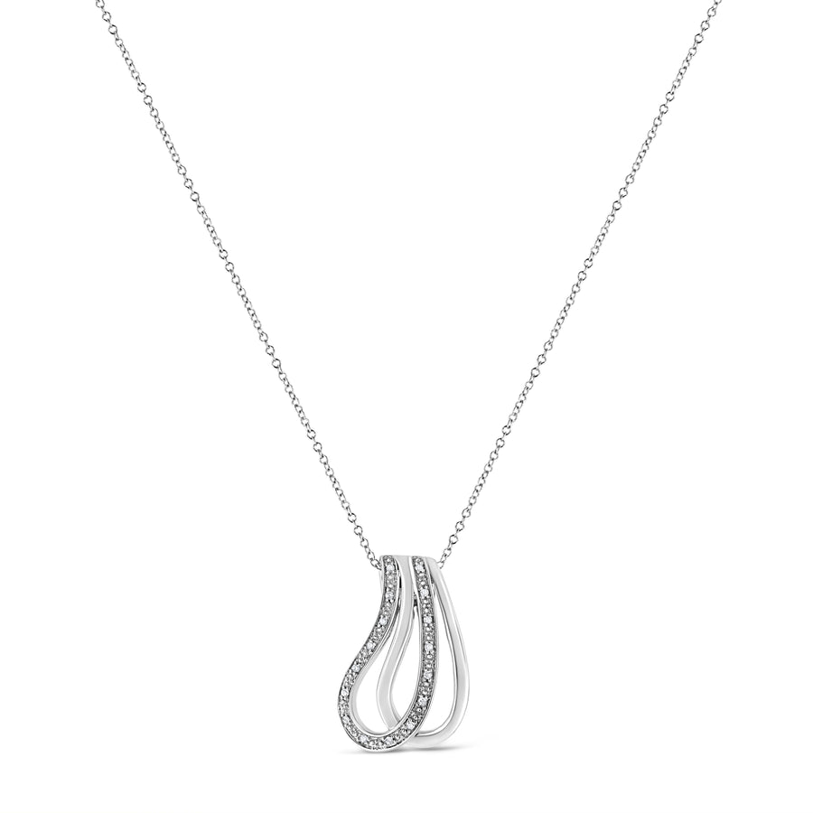 .925 Sterling Silver Pave-Set Diamond Accent Double Curve 18