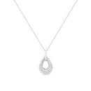 .925 Sterling Silver Prong-Set Diamond Accent Fashion Double Drop Design 18" Pendant Necklace (I-J Color, I1-I2 Clarity)